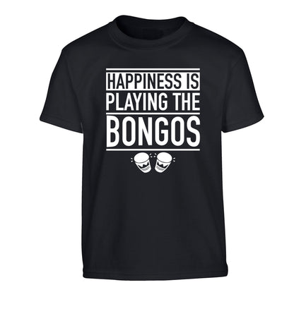 Happiness is playing the bongos Children's black Tshirt 12-14 Years