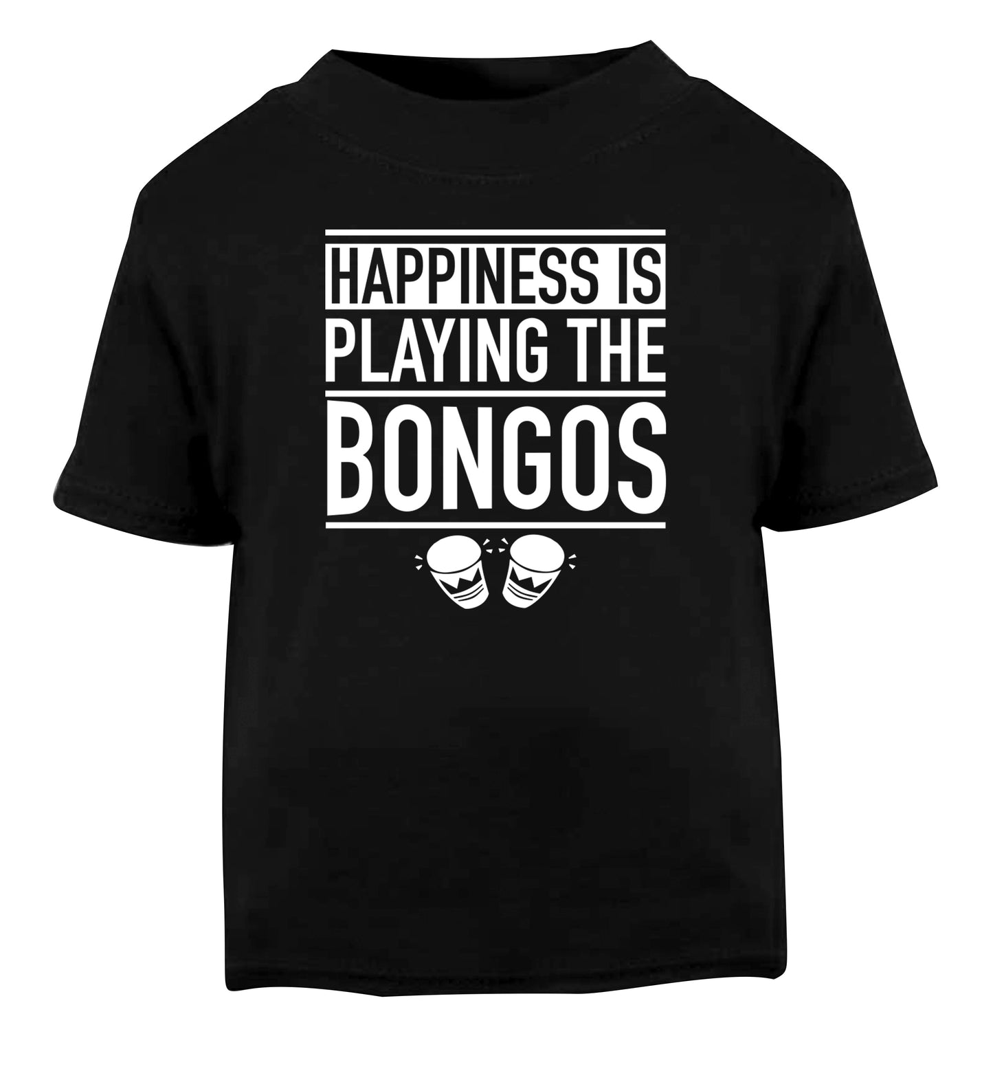 Happiness is playing the bongos Black Baby Toddler Tshirt 2 years