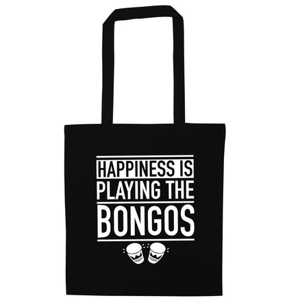 Happiness is playing the bongos black tote bag
