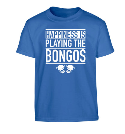 Happiness is playing the bongos Children's blue Tshirt 12-14 Years