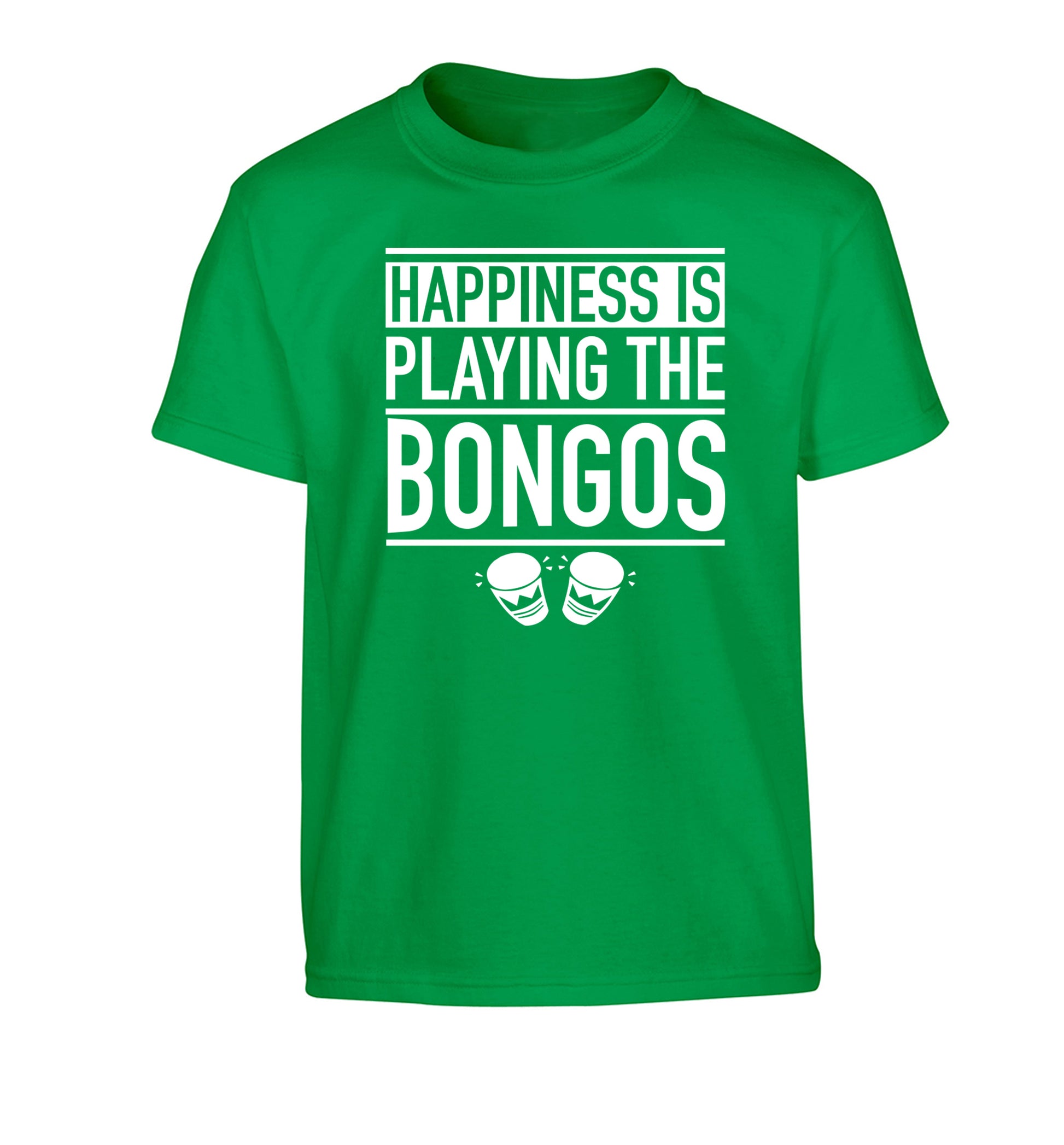 Happiness is playing the bongos Children's green Tshirt 12-14 Years
