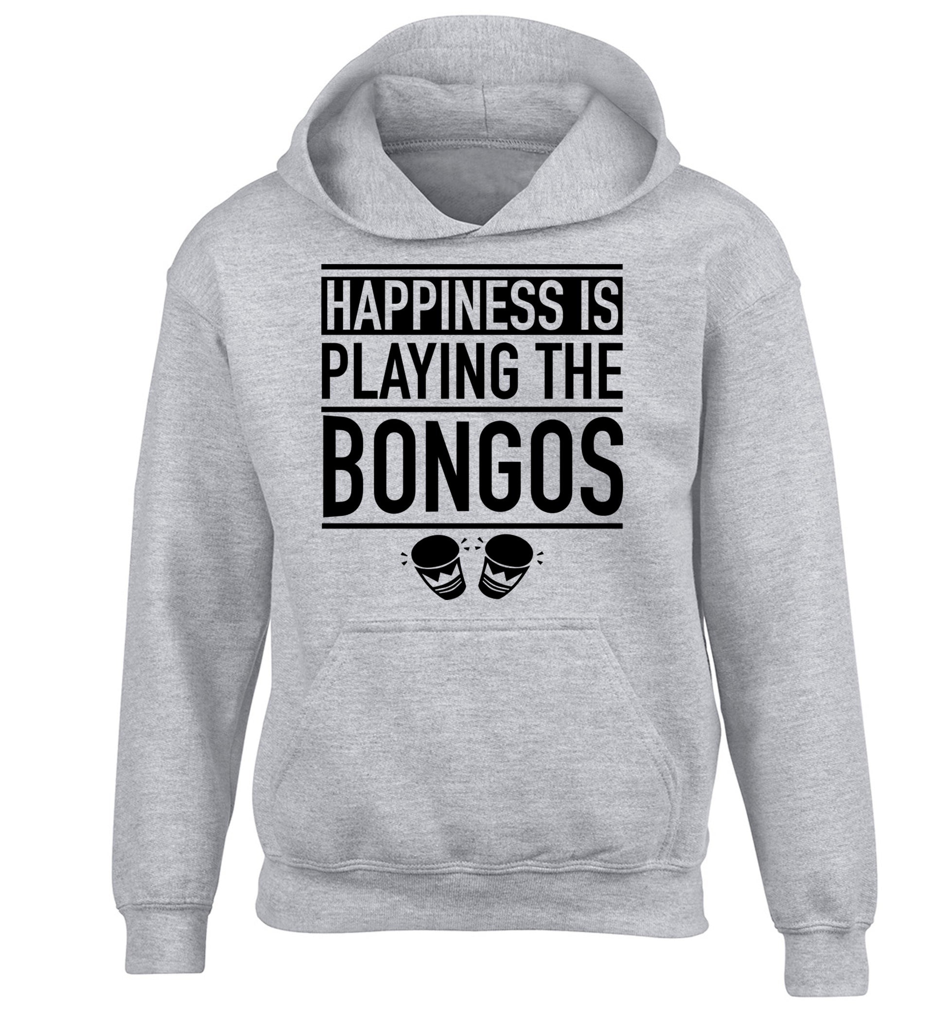 Happiness is playing the bongos children's grey hoodie 12-14 Years