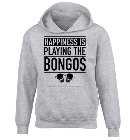 Happiness is playing the bongos children's grey hoodie 12-14 Years
