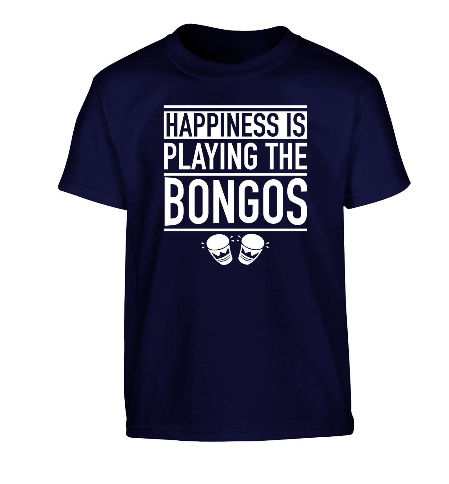 Happiness is playing the bongos Children's navy Tshirt 12-14 Years