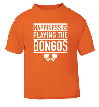 Happiness is playing the bongos orange Baby Toddler Tshirt 2 Years
