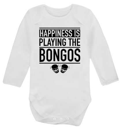 Happiness is playing the bongos Baby Vest long sleeved white 6-12 months