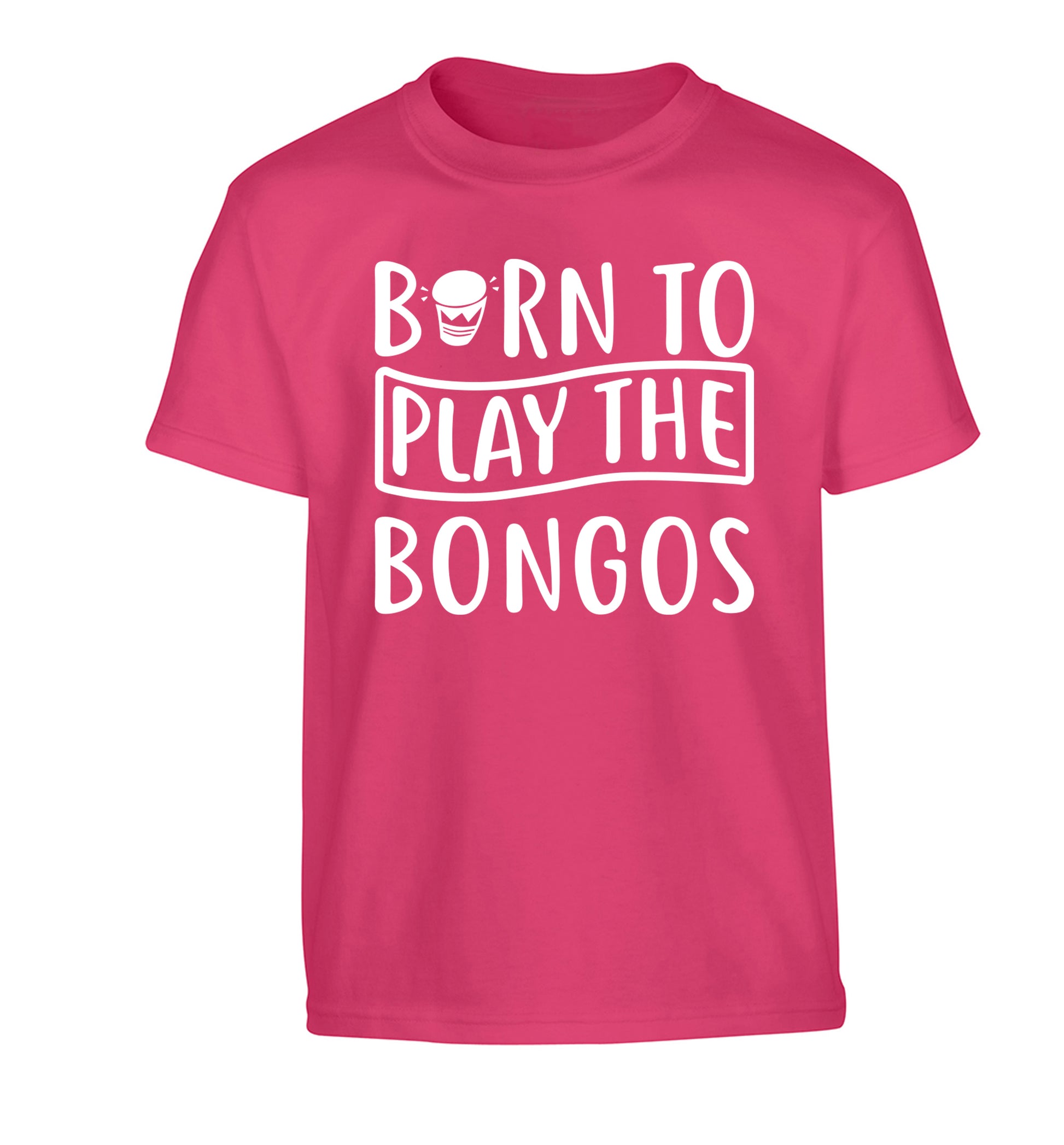 Born to play the bongos Children's pink Tshirt 12-14 Years