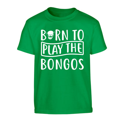 Born to play the bongos Children's green Tshirt 12-14 Years