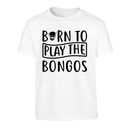 Born to play the bongos Children's white Tshirt 12-14 Years
