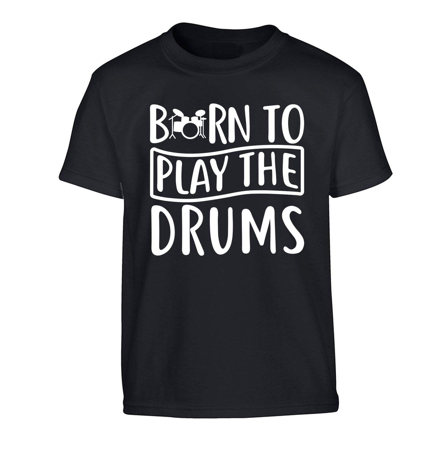 Born to play the drums Children's black Tshirt 12-14 Years
