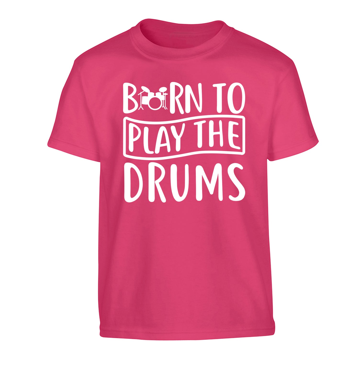 Born to play the drums Children's pink Tshirt 12-14 Years
