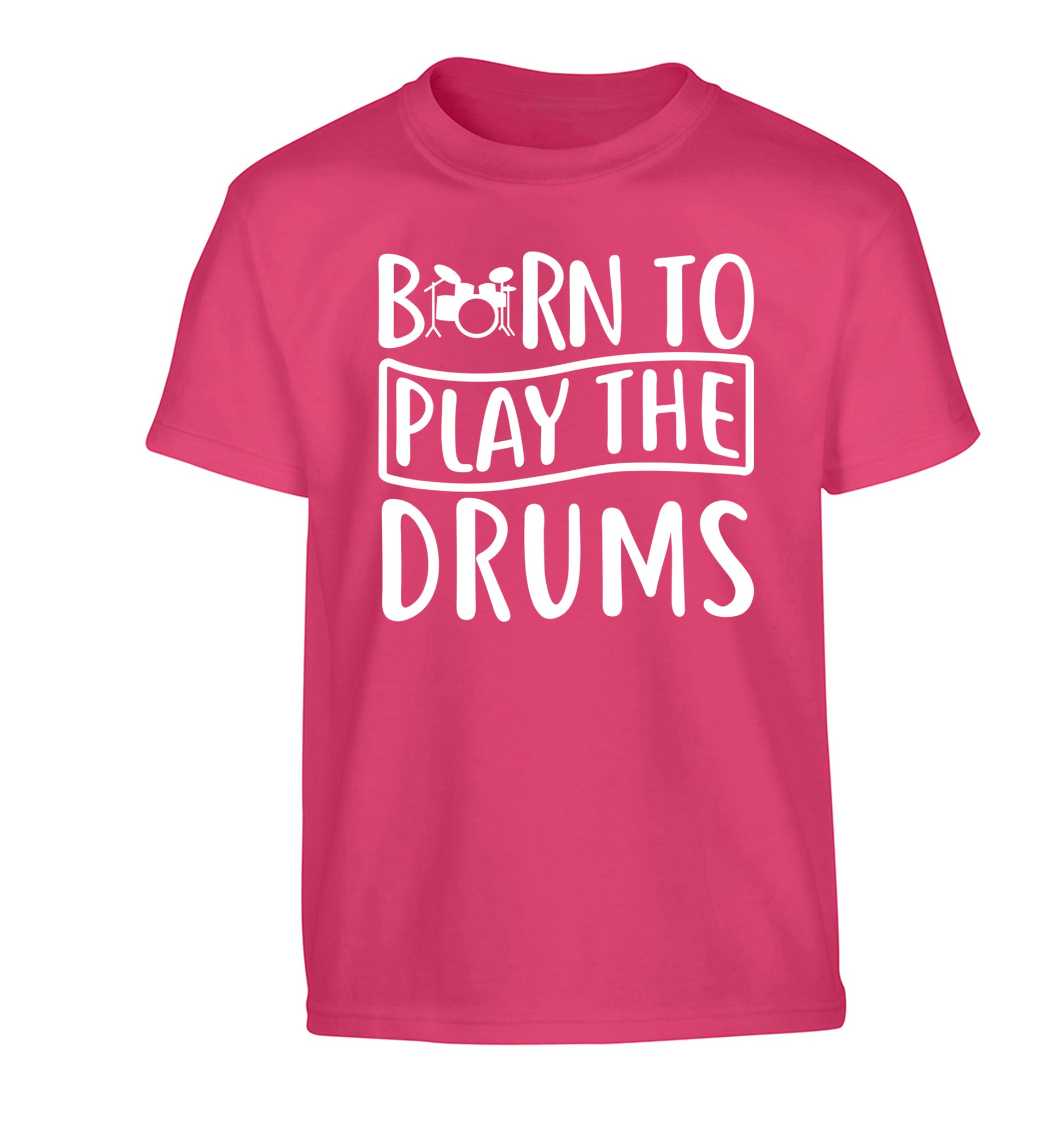 Born to play the drums Children's pink Tshirt 12-14 Years