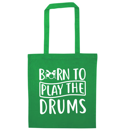 Born to play the drums green tote bag