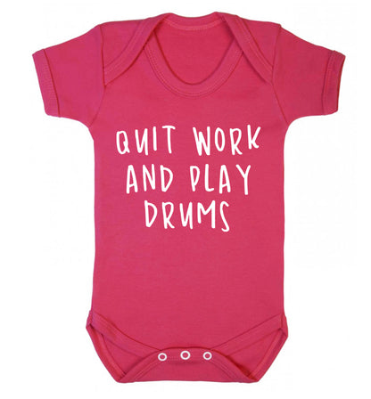 Quit work and play drums Baby Vest dark pink 18-24 months