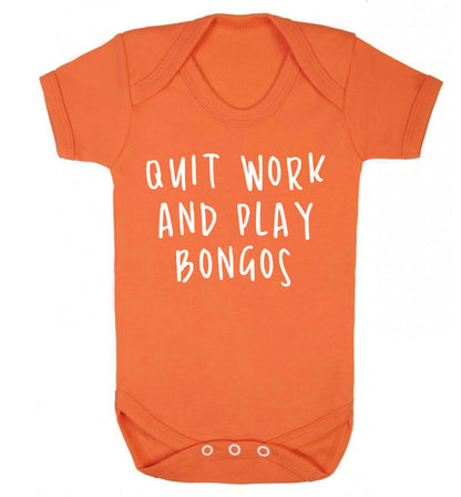 Quit work and play bongos Baby Vest orange 18-24 months