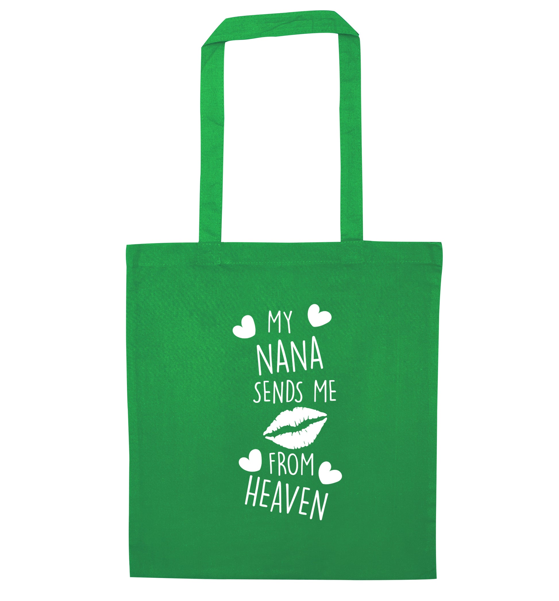 My nana sends me kisses from heaven green tote bag