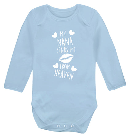 My nana sends me kisses from heaven Baby Vest long sleeved pale blue 6-12 months