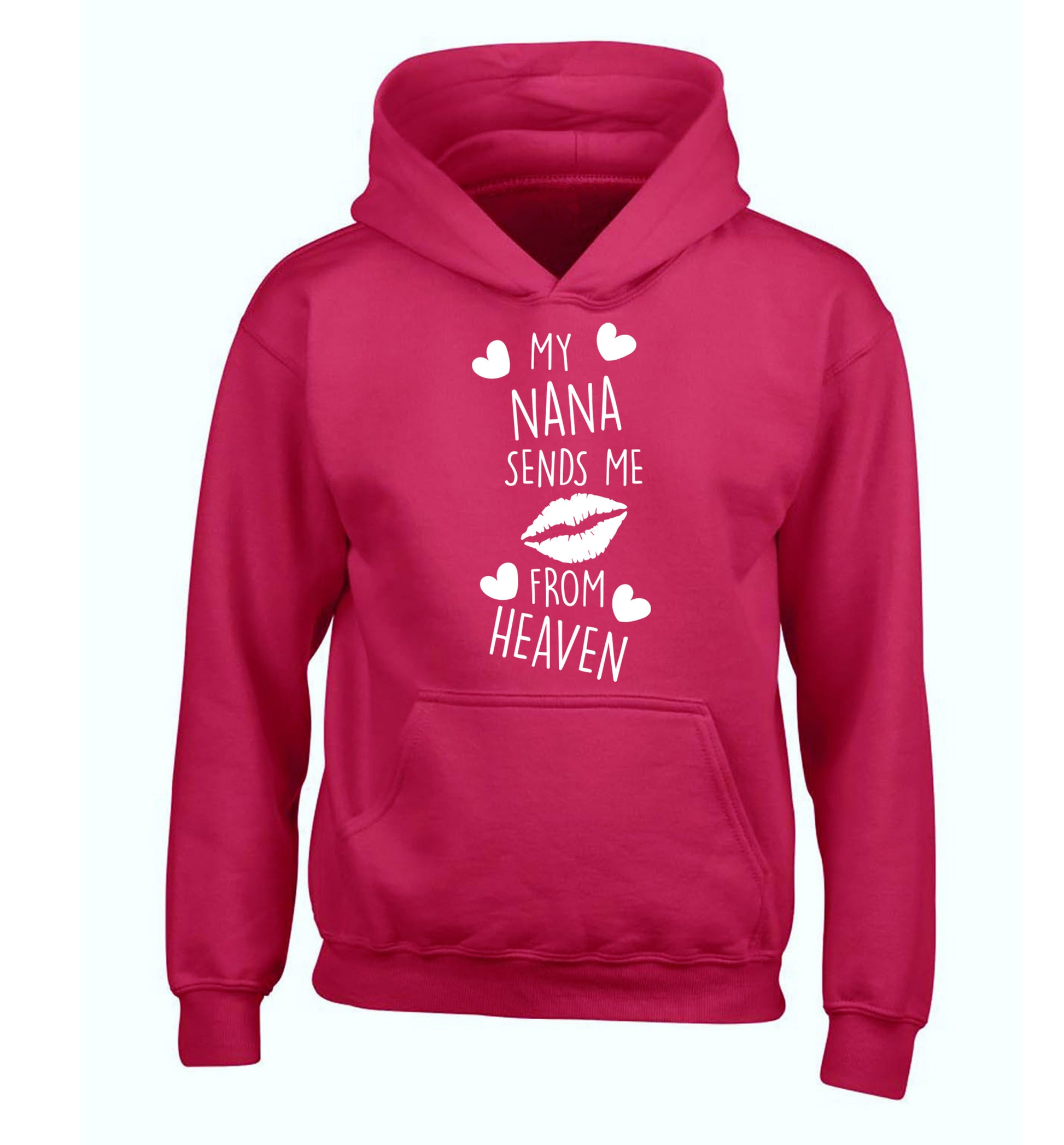 My nana sends me kisses from heaven children's pink hoodie 12-14 Years