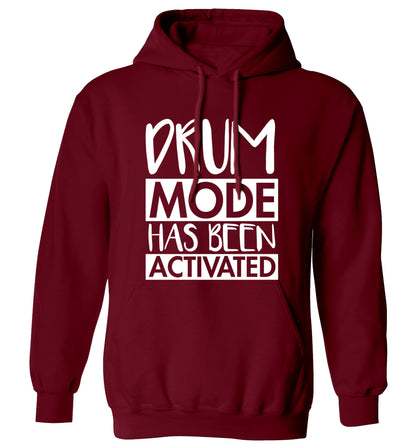 Drum mode activated adults unisexmaroon hoodie 2XL