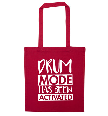 Drum mode activated red tote bag
