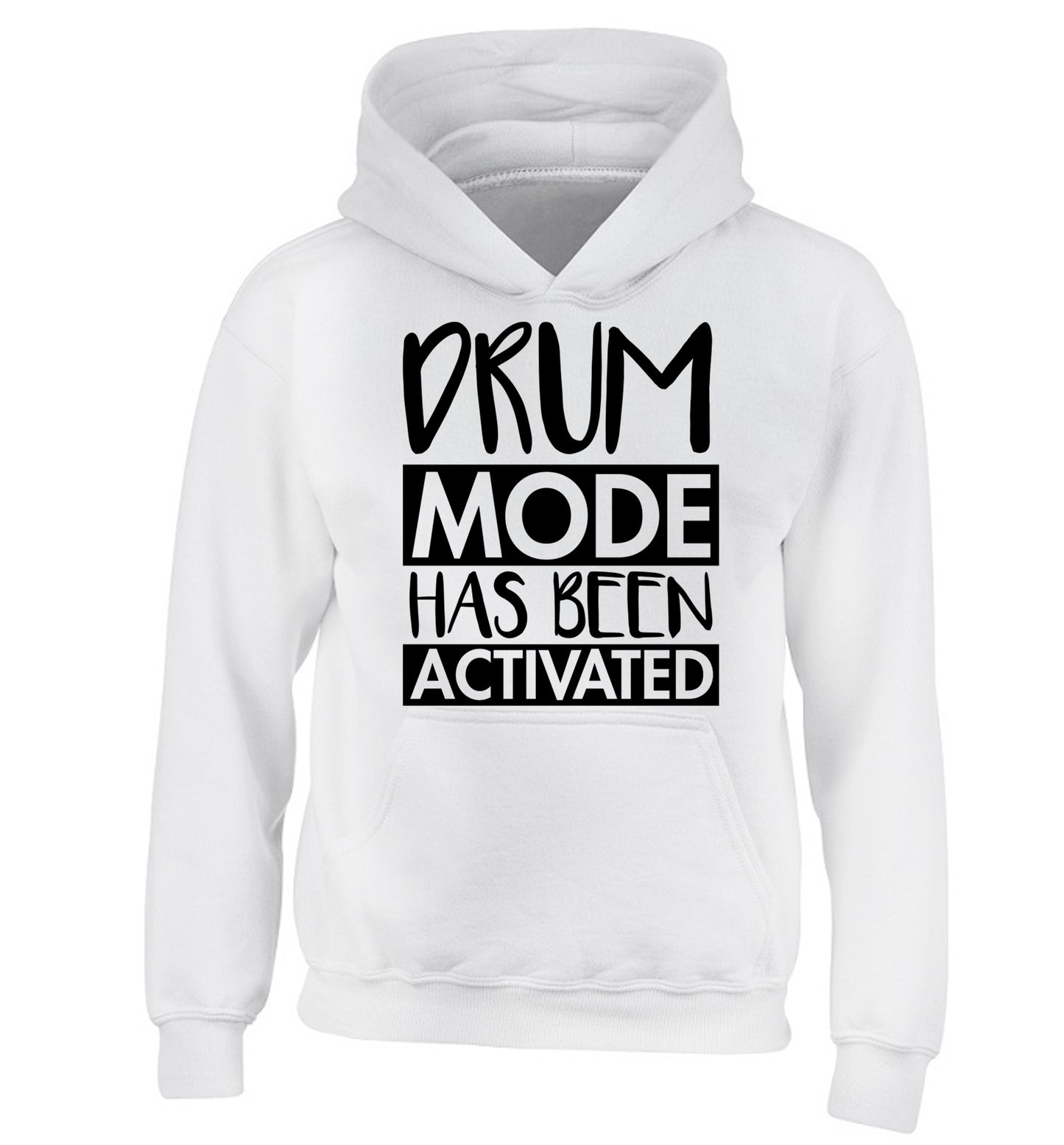 Drum mode activated children's white hoodie 12-14 Years