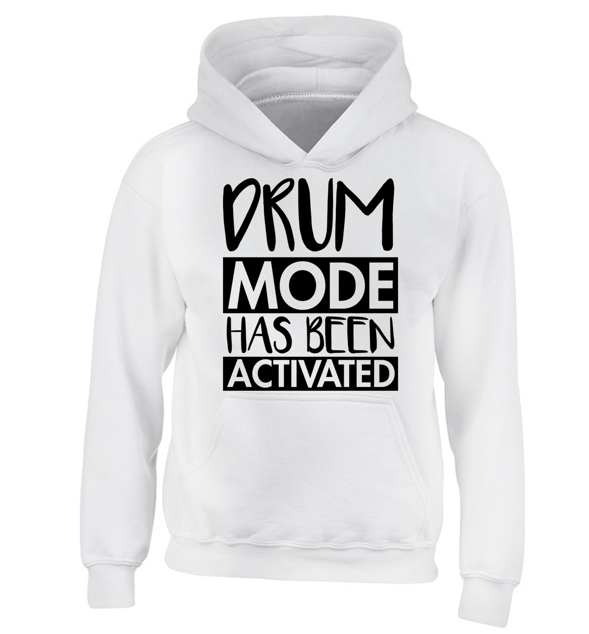 Drum mode activated children's white hoodie 12-14 Years