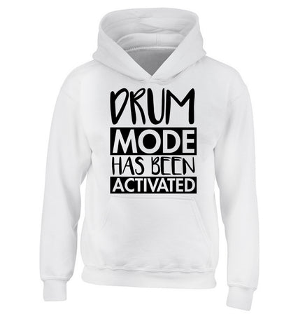 Drum mode activated children's white hoodie 12-14 Years