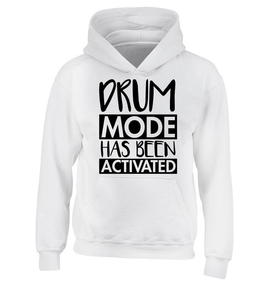 Drum mode activated children's white hoodie 12-14 Years