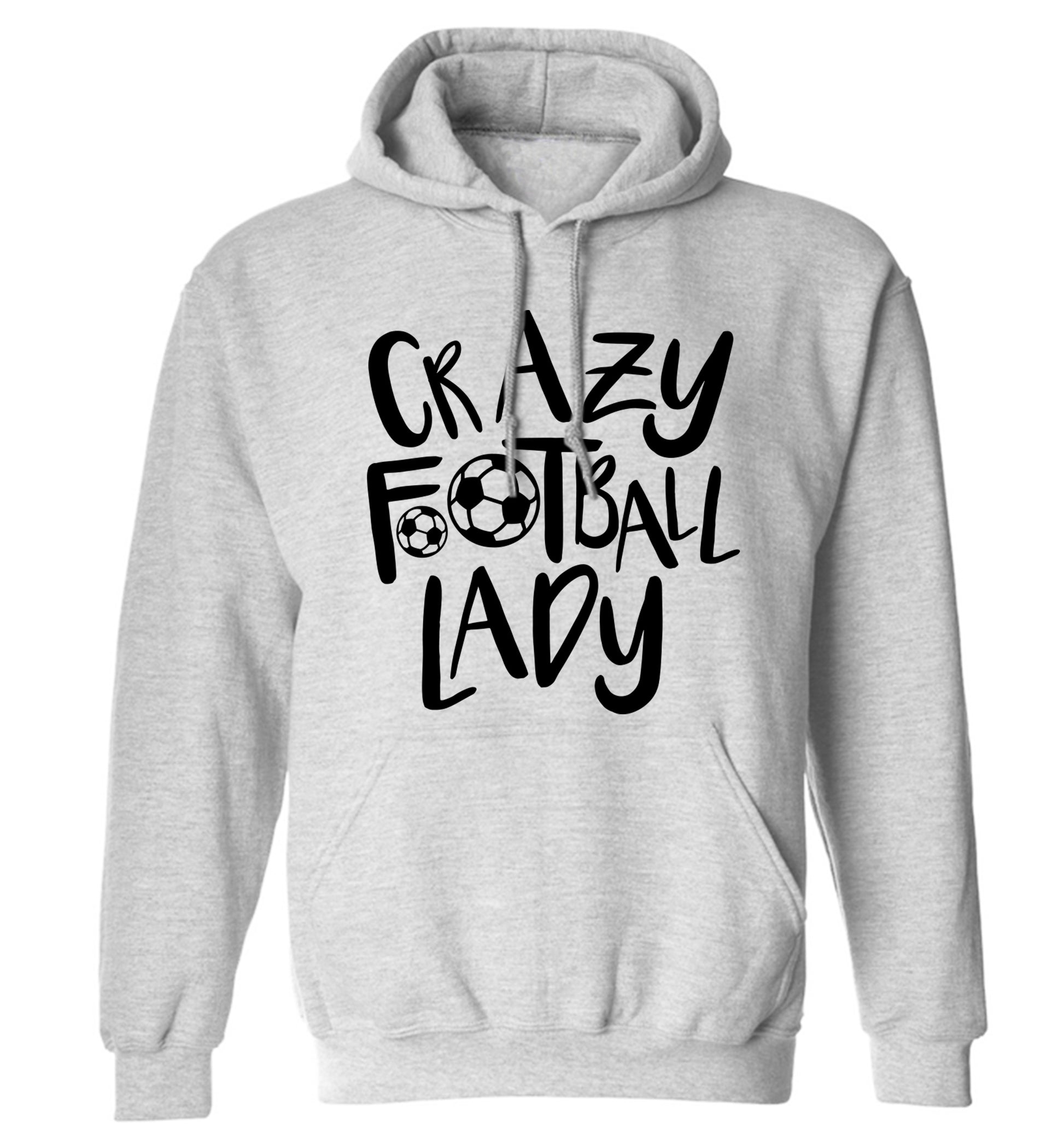 Crazy football lady adults unisexgrey hoodie 2XL