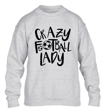 Crazy football lady children's grey sweater 12-14 Years
