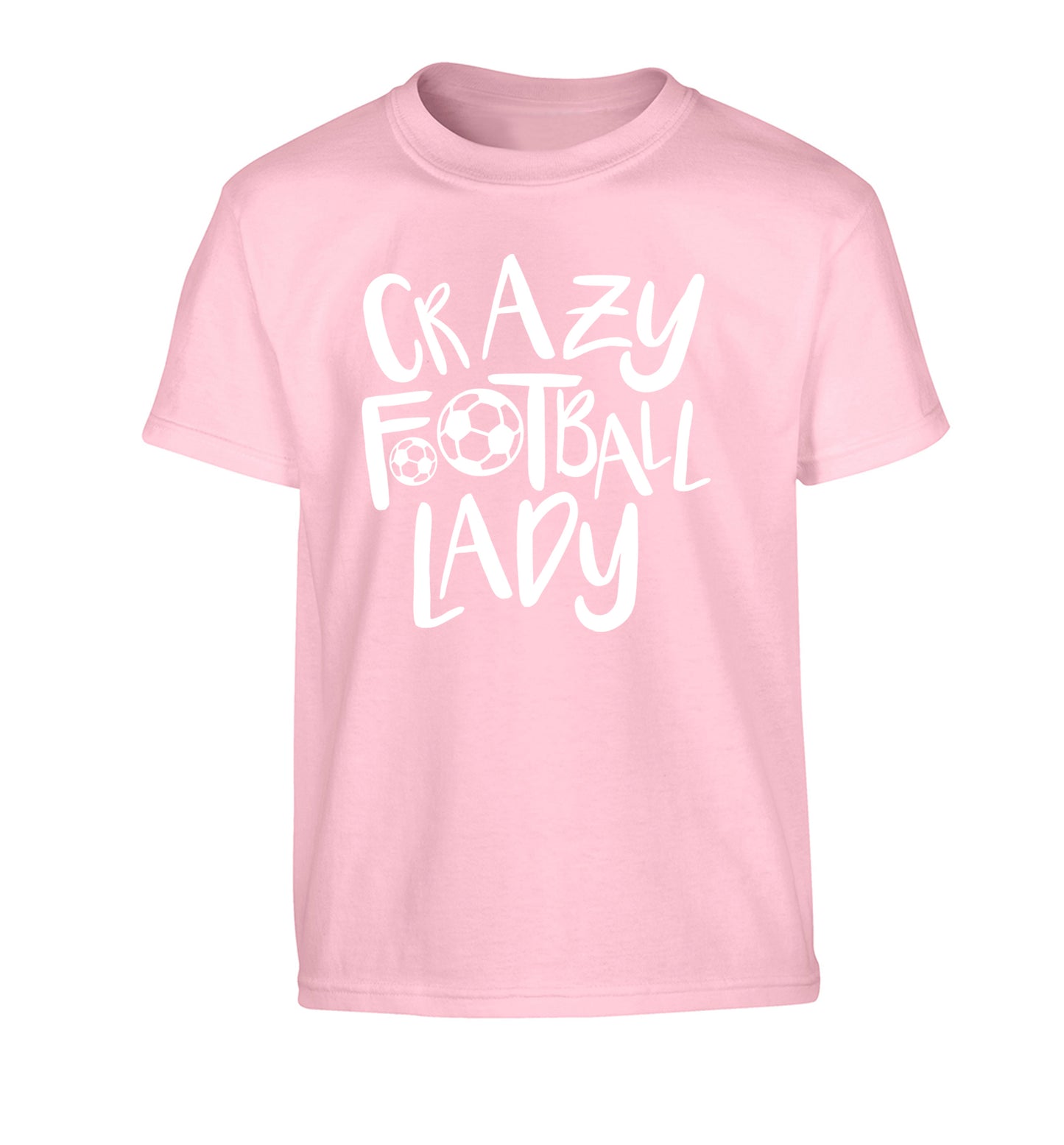 Crazy football lady Children's light pink Tshirt 12-14 Years
