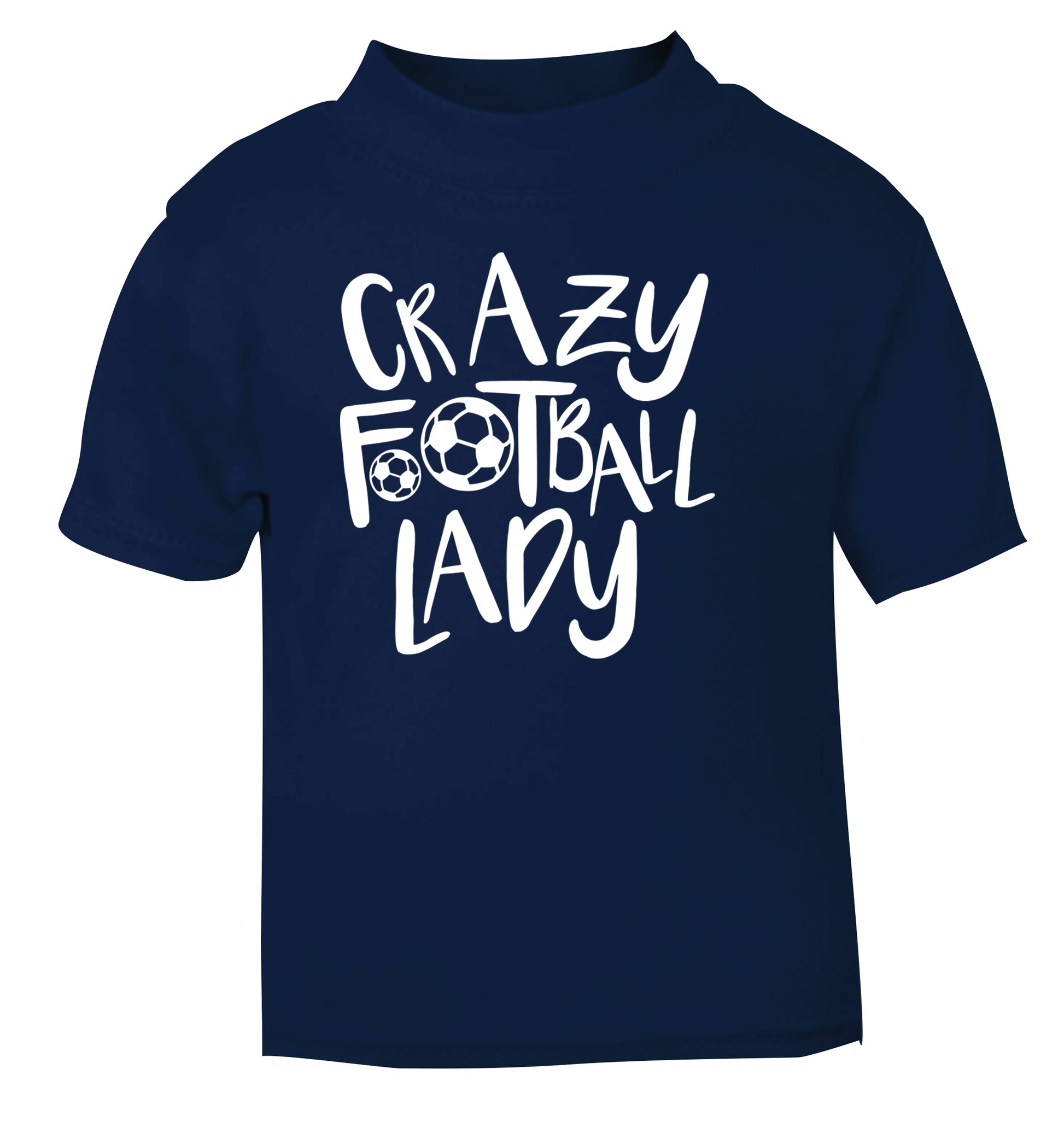 Crazy football lady navy Baby Toddler Tshirt 2 Years