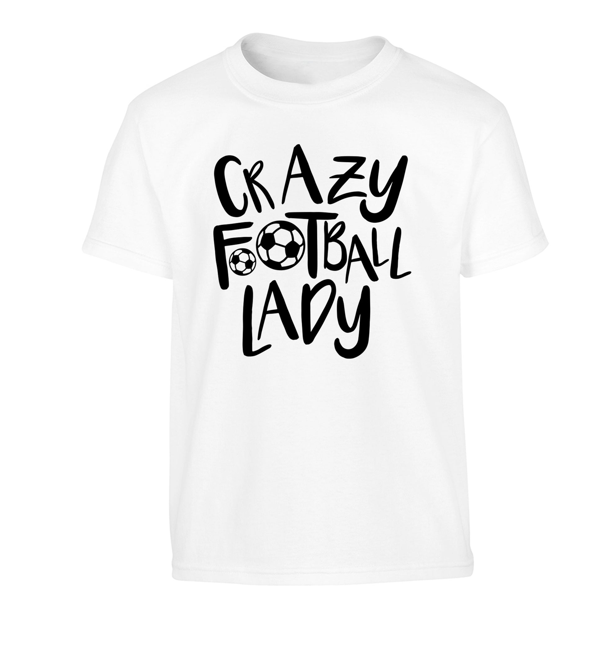 Crazy football lady Children's white Tshirt 12-14 Years