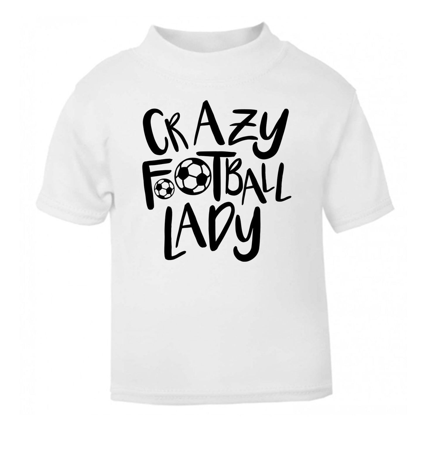 Crazy football lady white Baby Toddler Tshirt 2 Years