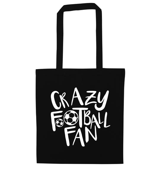Crazy football fan black tote bag