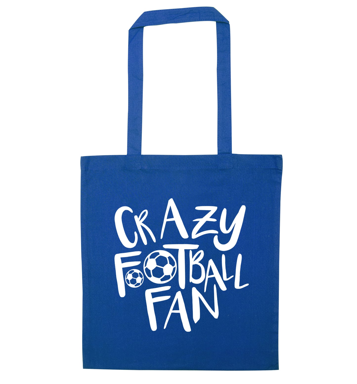 Crazy football fan blue tote bag