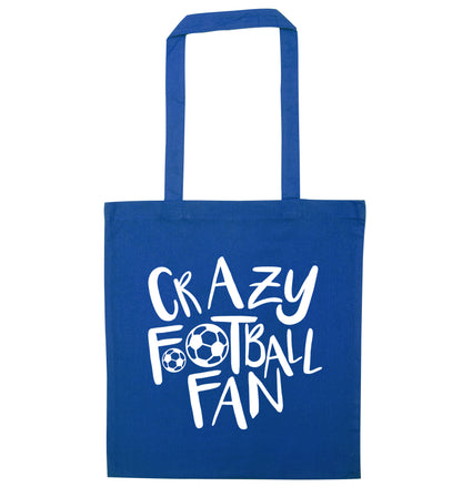 Crazy football fan blue tote bag