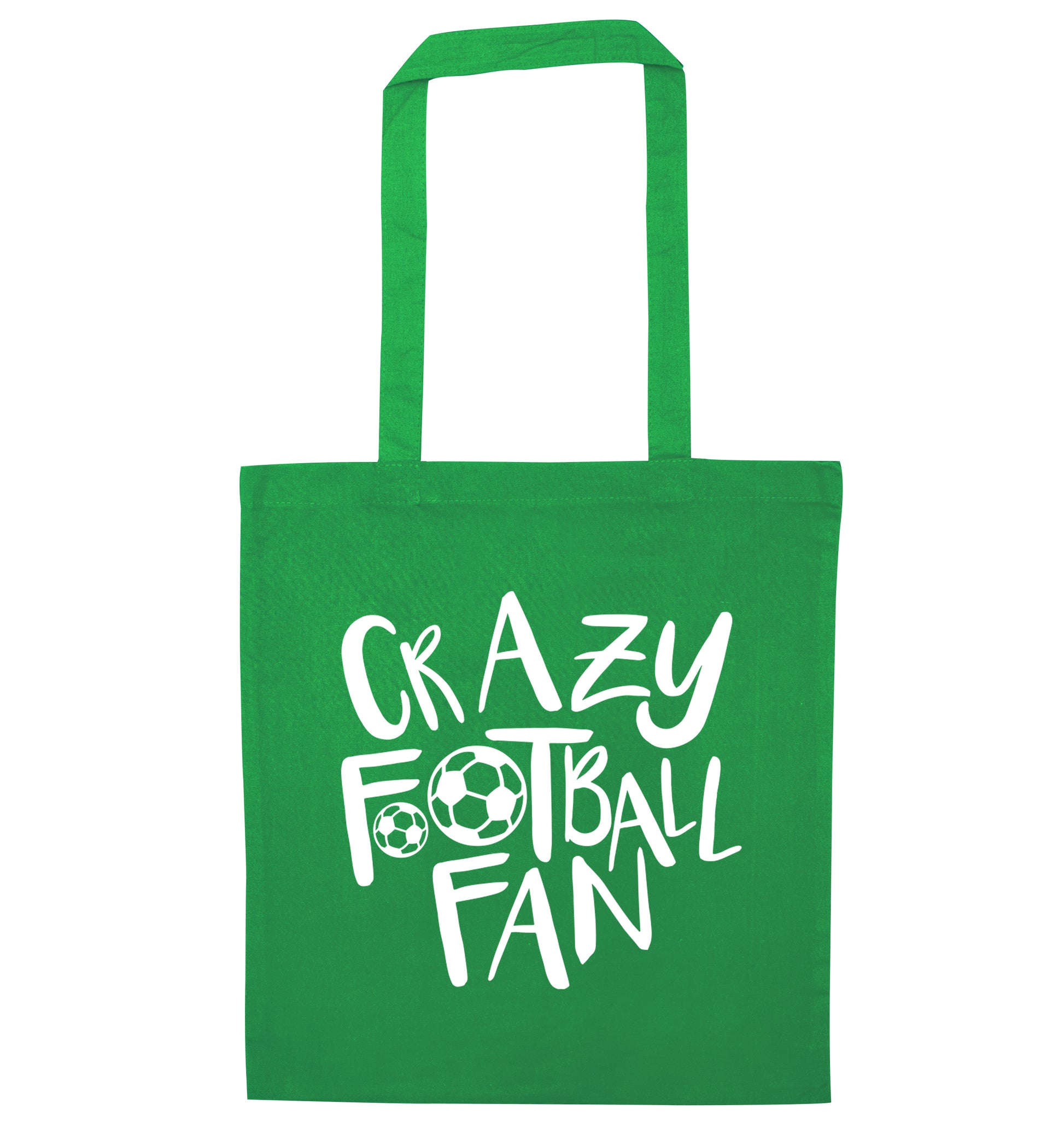 Crazy football fan green tote bag