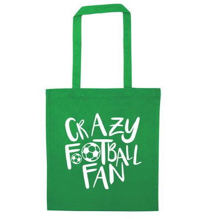 Crazy football fan green tote bag