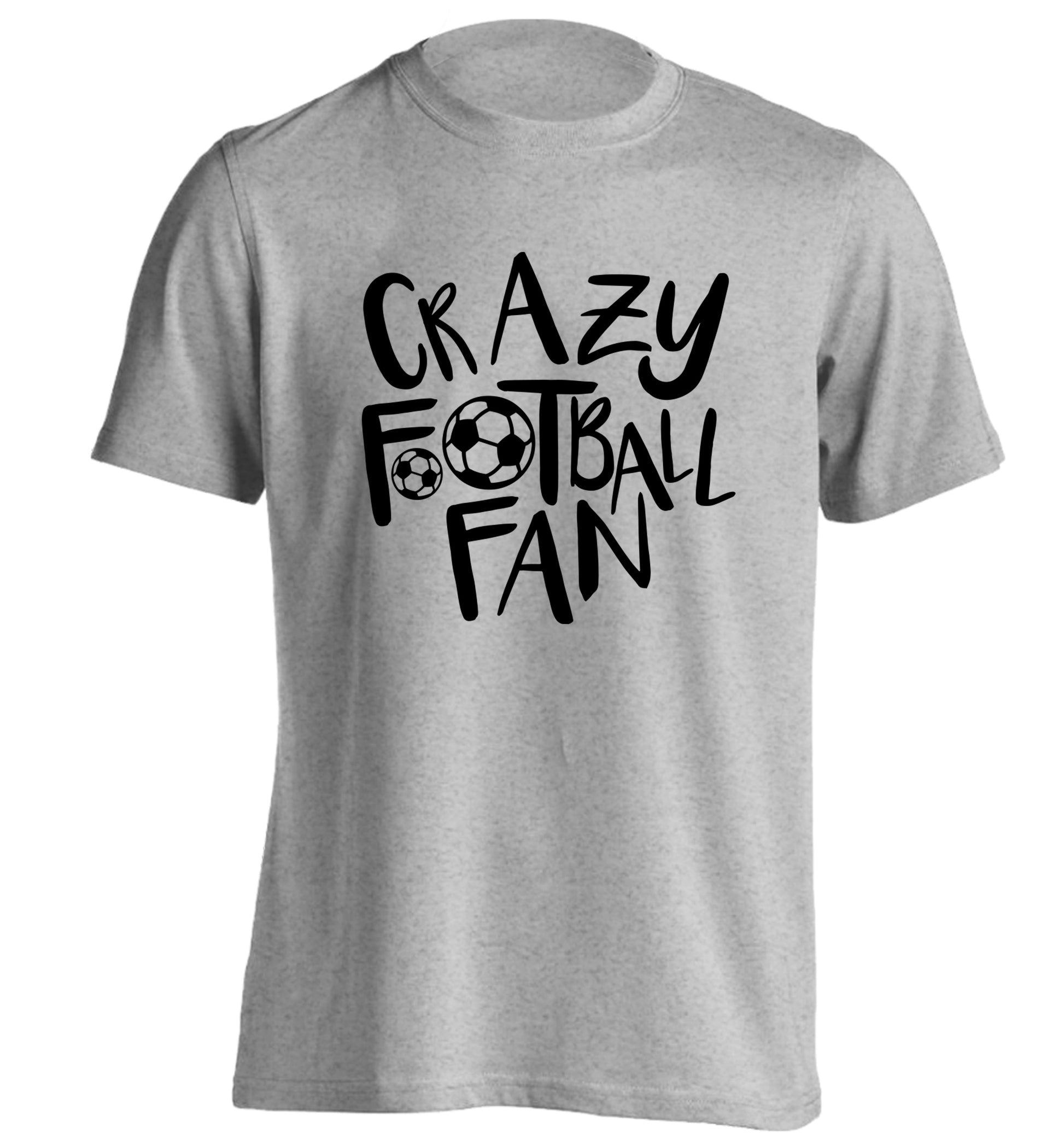 Crazy football fan adults unisexgrey Tshirt 2XL