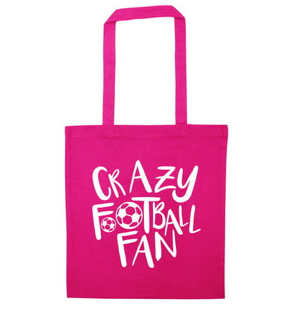Crazy football fan pink tote bag