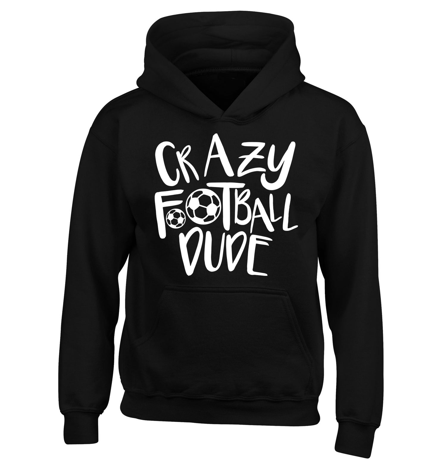 Crazy football dude children's black hoodie 12-14 Years