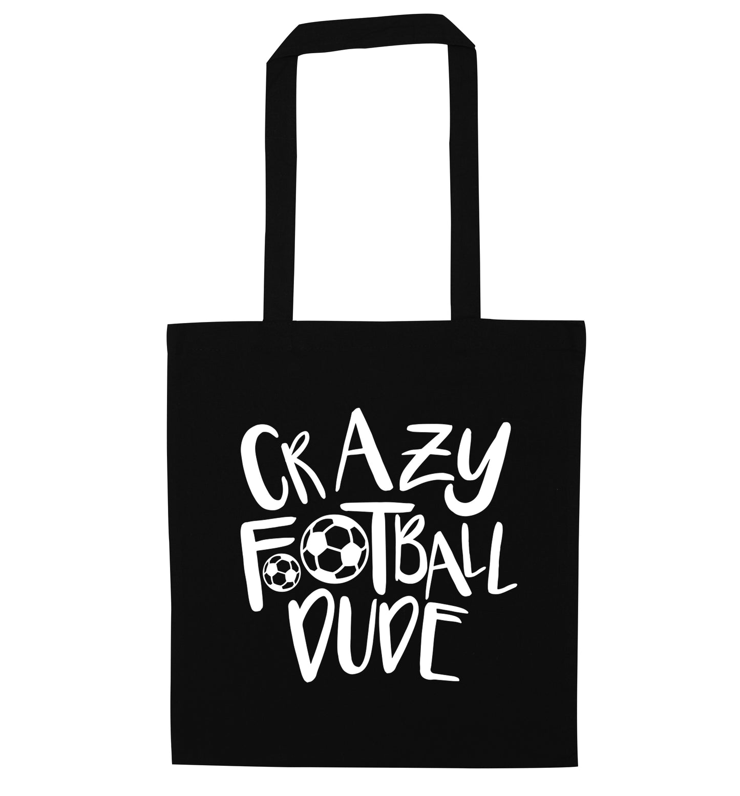 Crazy football dude black tote bag