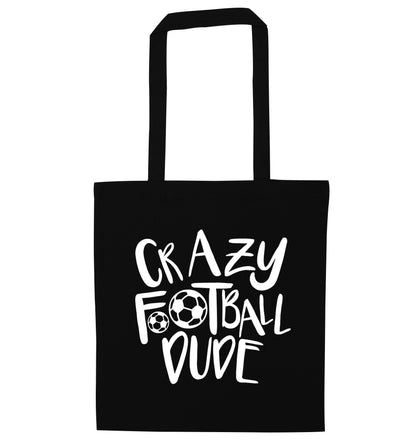 Crazy football dude black tote bag