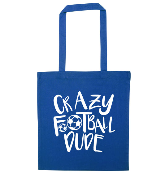 Crazy football dude blue tote bag