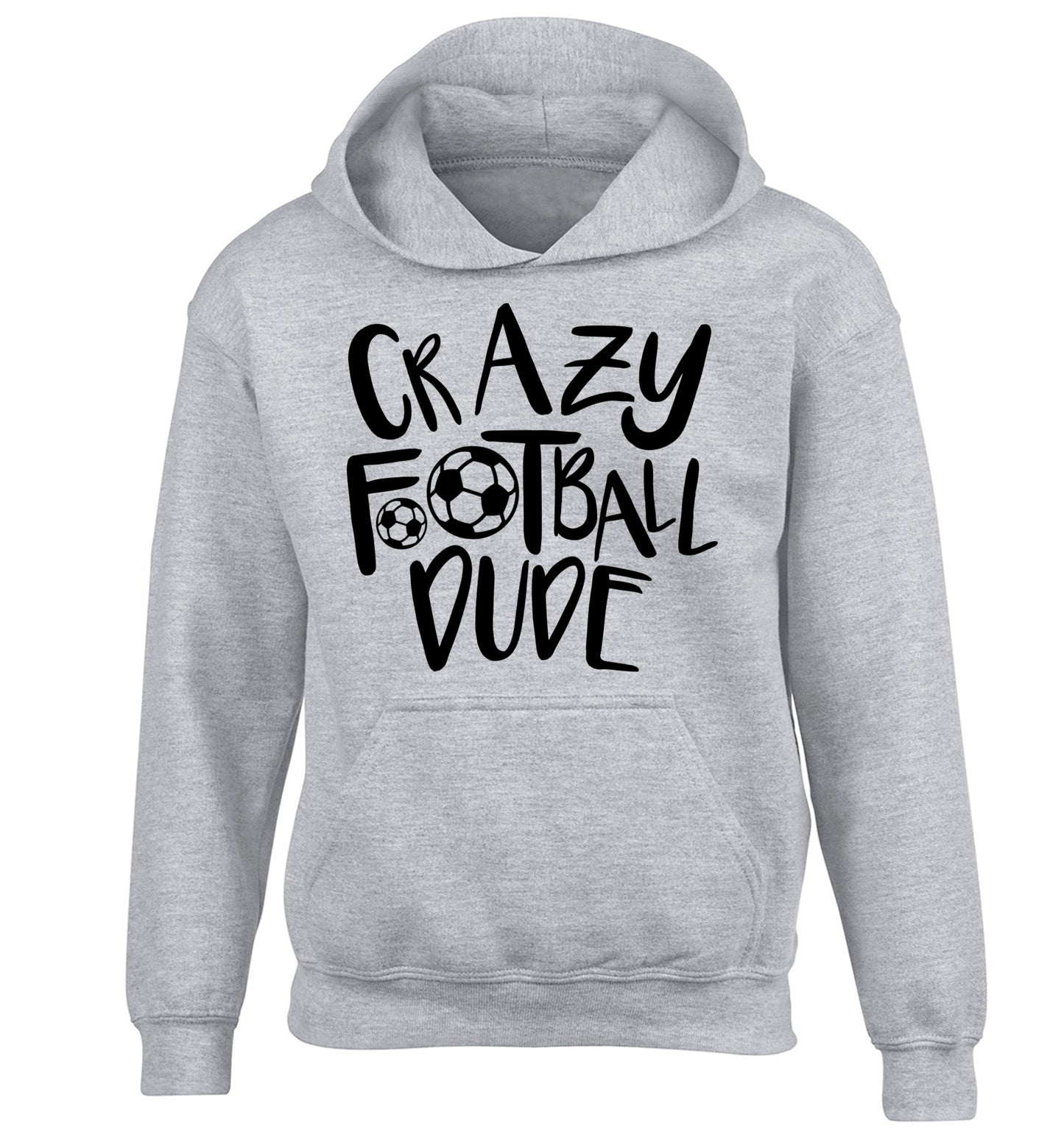 Crazy football dude children's grey hoodie 12-14 Years