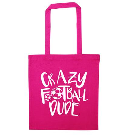 Crazy football dude pink tote bag