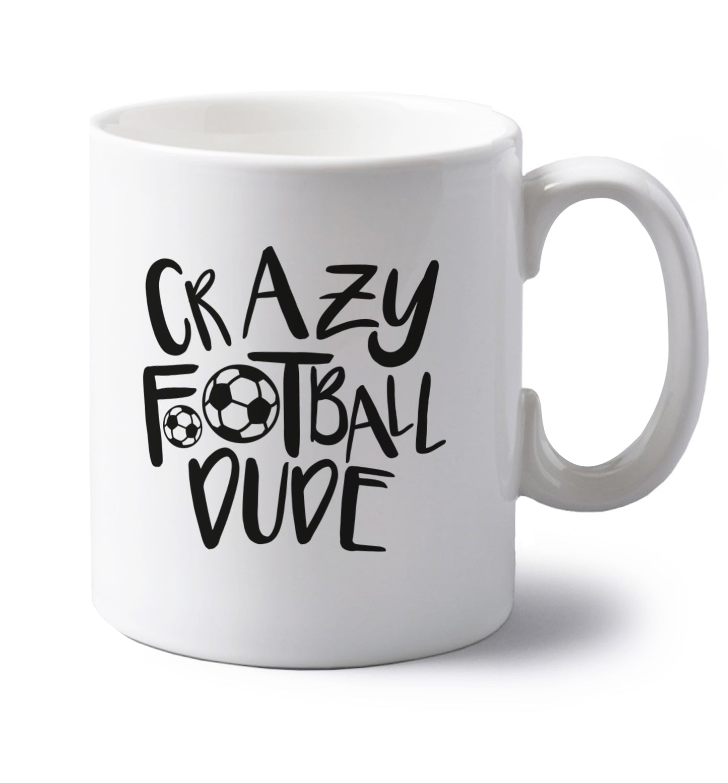 Crazy football dude left handed white ceramic mug 