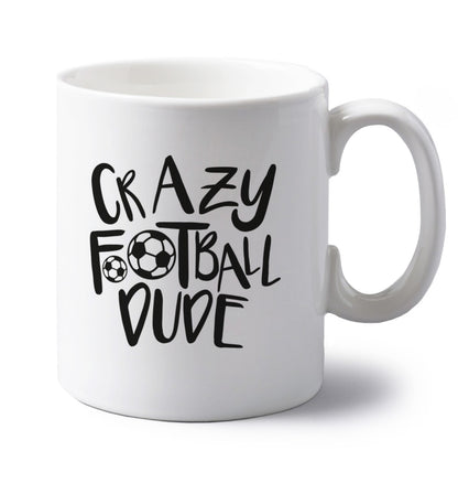 Crazy football dude left handed white ceramic mug 