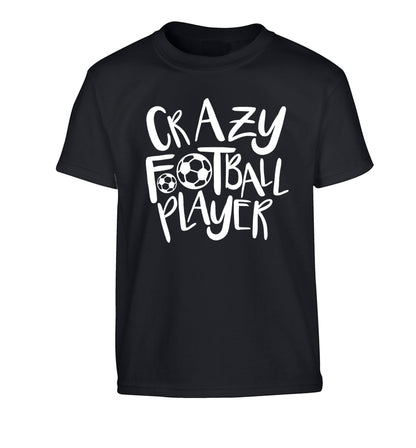 Crazy football player Children's black Tshirt 12-14 Years